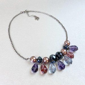 Liz Claiborne Purple Beaded Bib Necklace